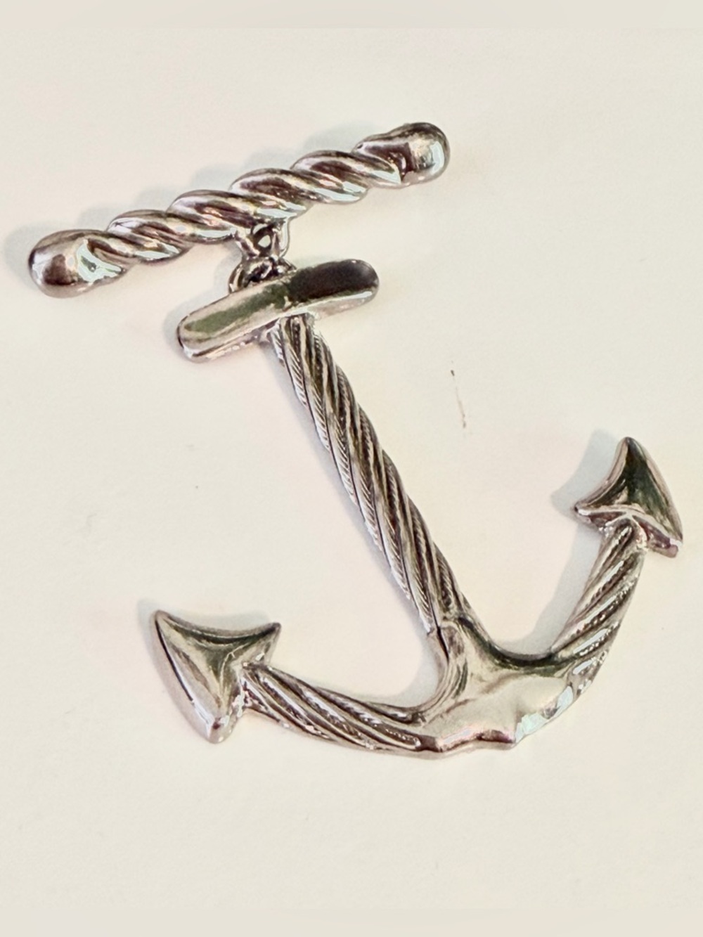 Eclectic Grandpa Silver Anchor Nautical Sailor Brooch Pin